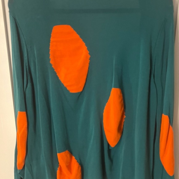 Bought in Europe. Beautiful Teal and orange cardigan. No buttons - Picture 4 of 4